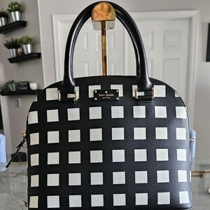 Kate Spade Black and White Square Pattern Satchel